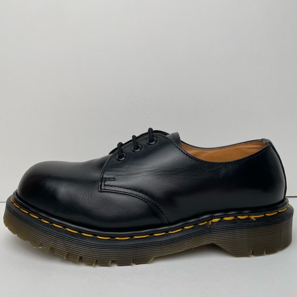 Vintage Dr. Martens 1925 MIE Black Leather Steel Toe Oxfords Shoes UK 5 - Picture 1 of 14